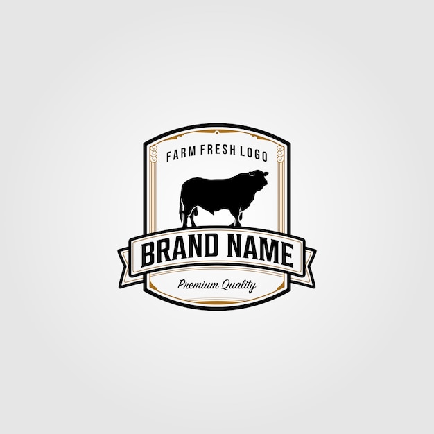 Download Free Vintage Cattle Cow Farm Logo Illustration Design Premium Vector Use our free logo maker to create a logo and build your brand. Put your logo on business cards, promotional products, or your website for brand visibility.