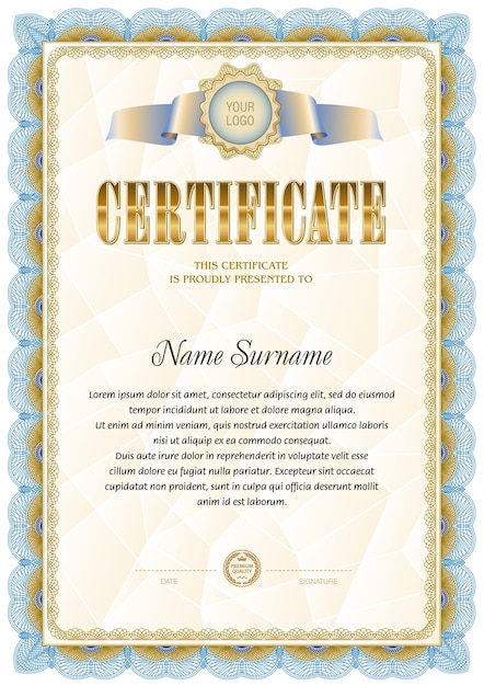 Premium Vector | Vintage certificate blank template