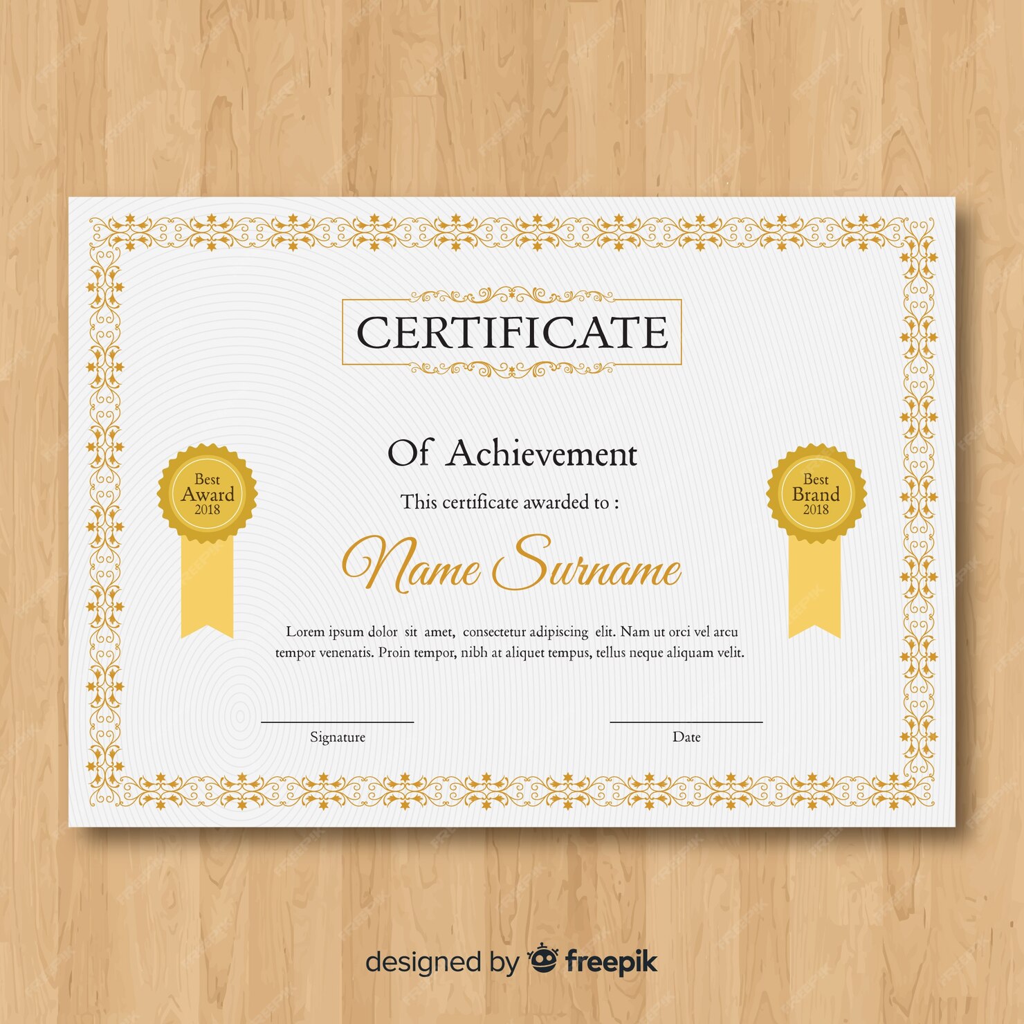 Free Vector | Vintage certificate template