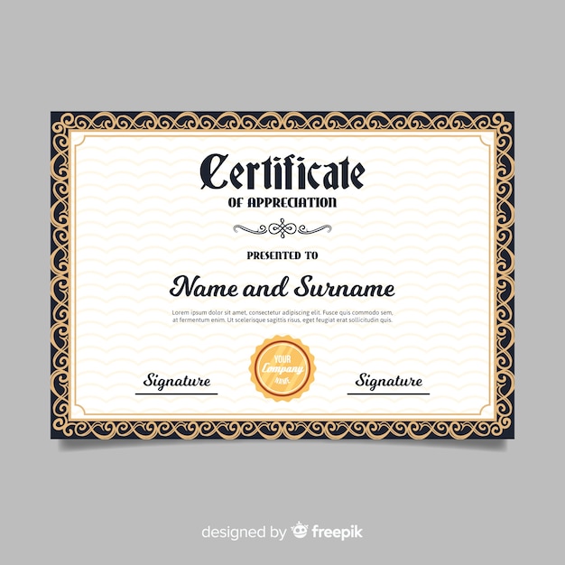 Free Vector | Vintage certificate template