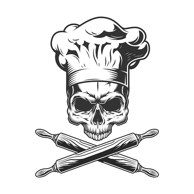 Free Vector | Vintage chef skull without jaw