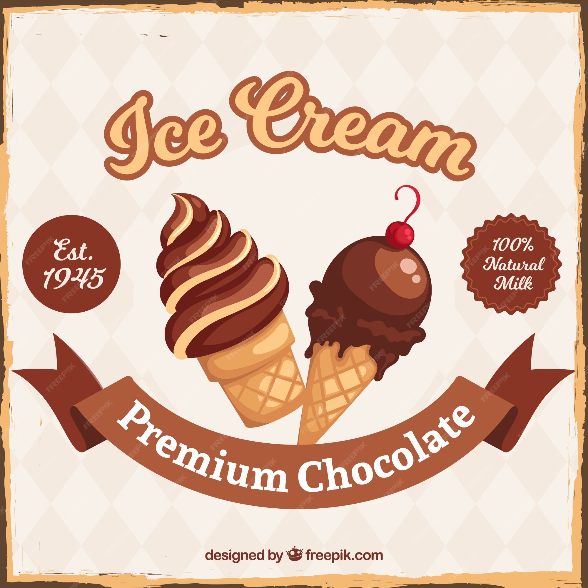 Free Vector | Vintage chocolate ice cream background