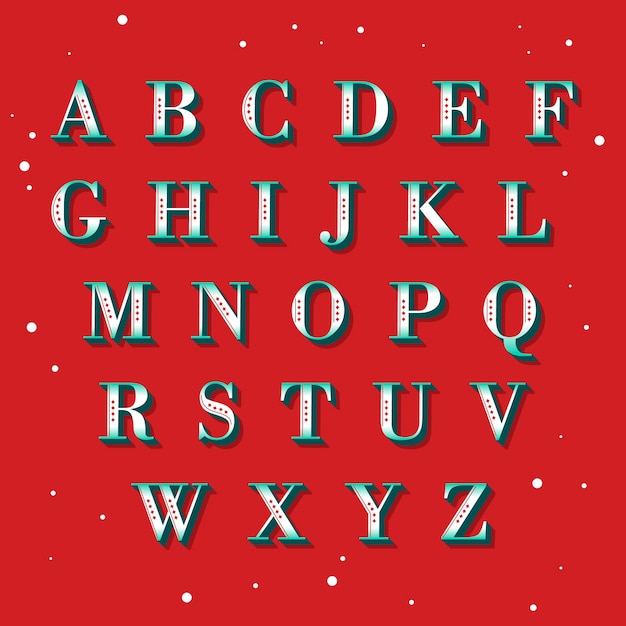 ビンテージクリスマスアルファベットイラスト 無料のベクター