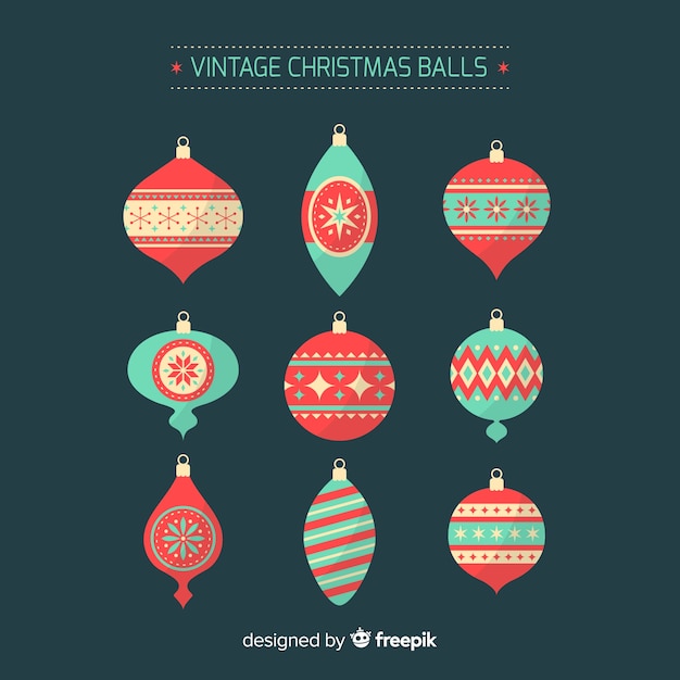 Foto Di Natale Vintage.Vintage Christmas Balls Set Free Vector