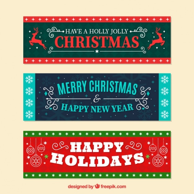 Vintage christmas banners Vector | Free Download