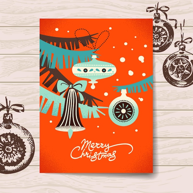 Premium Vector | Vintage christmas card