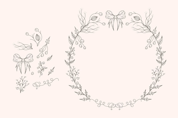 Download Free Vector | Vintage christmas flower and wreath collection