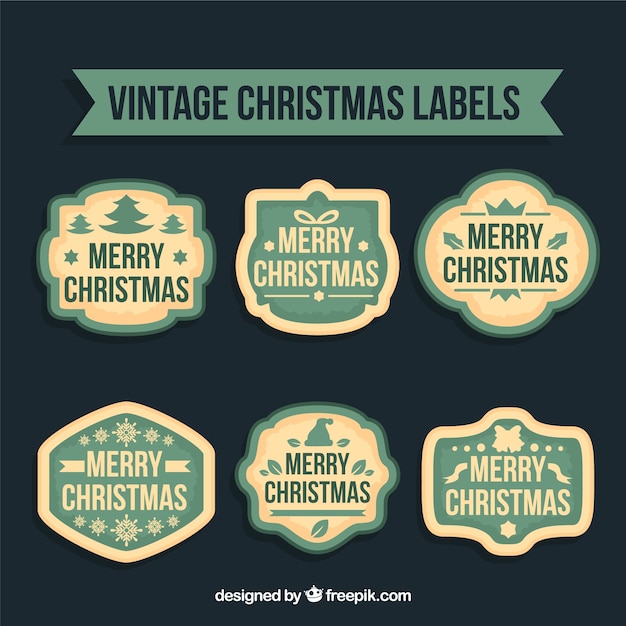 Premium Vector | Vintage christmas labels collection