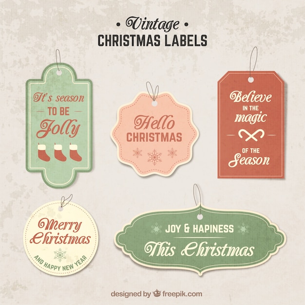 Free Vector | Vintage christmas labels