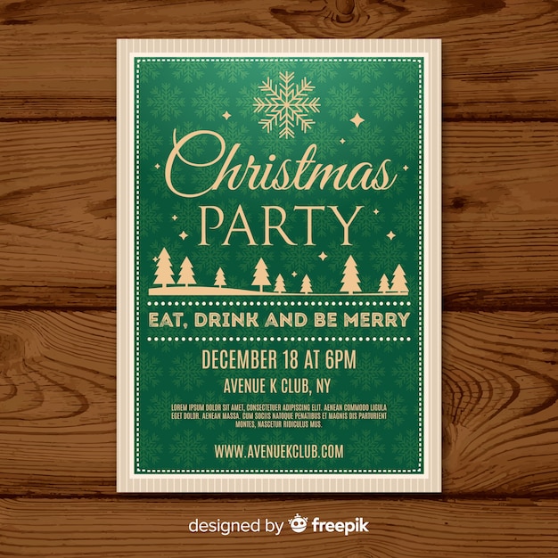 Download Free Vector | Vintage christmas party flyer template