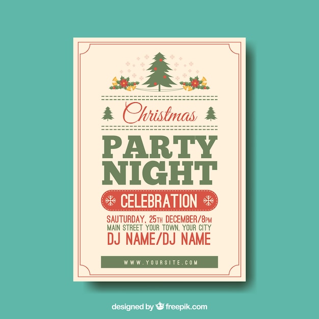 Vintage christmas party poster | Free Vector