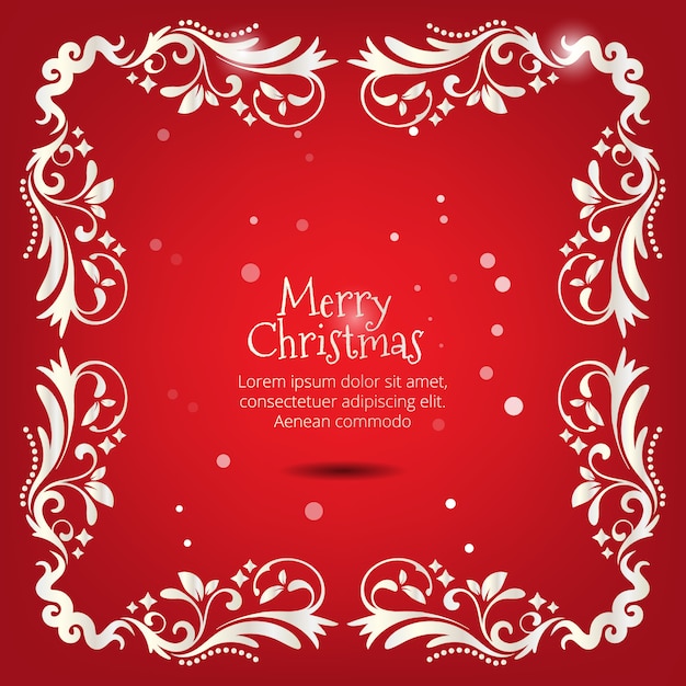 Premium Vector | Vintage christmas red and white greeting card with ...