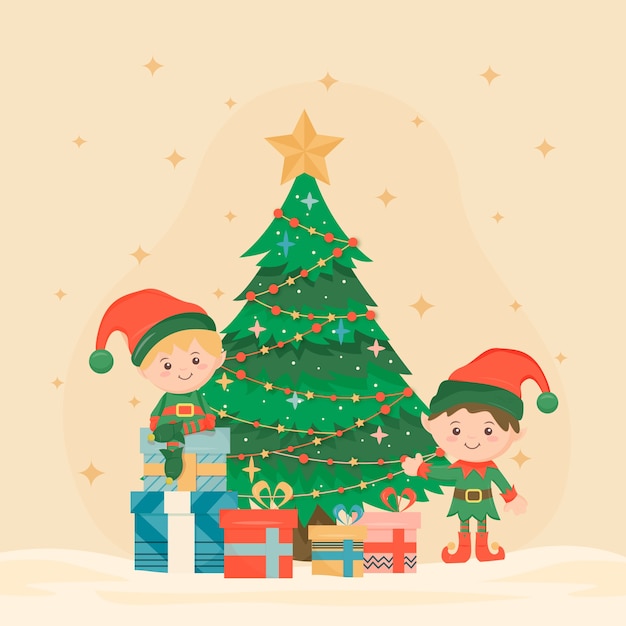 Free Vector | Vintage christmas tree tradition