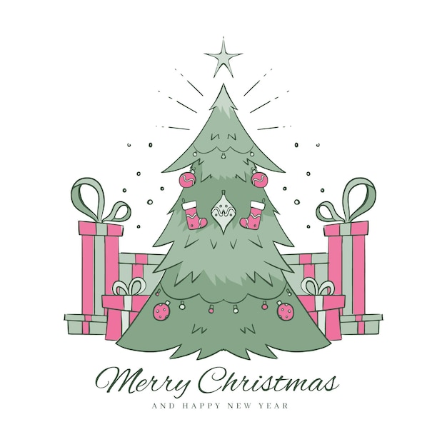 Free Vector | Vintage christmas tree