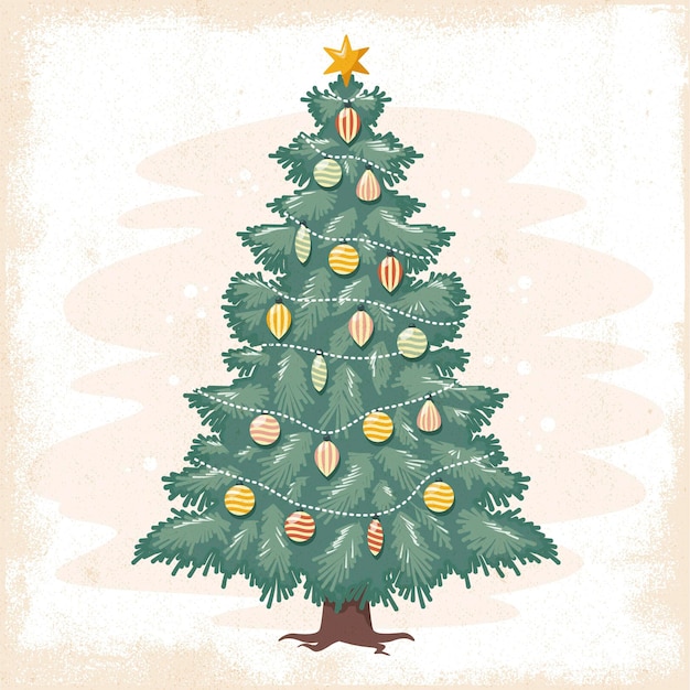 Premium Vector | Vintage christmas tree