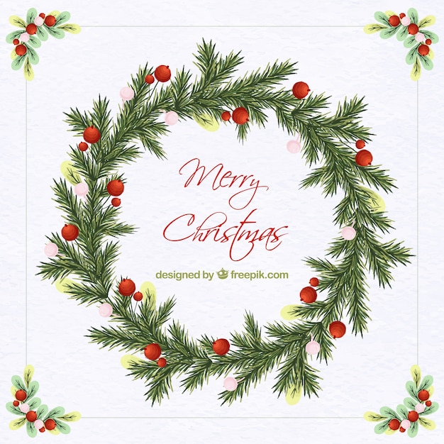 Download Vintage christmas wreath background Vector | Free Download