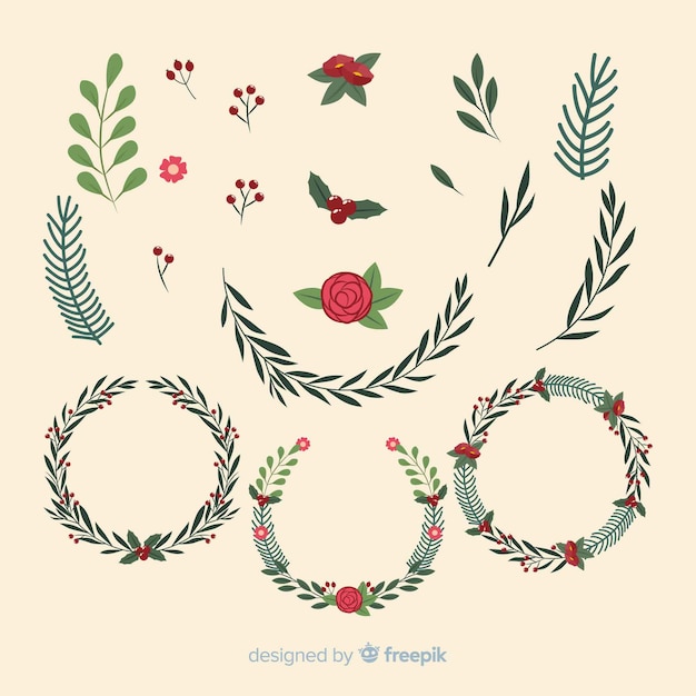 Download Vintage christmas wreath collection Vector | Free Download