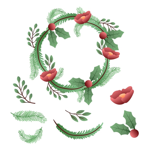 Download Vintage christmas wreath concept | Free Vector