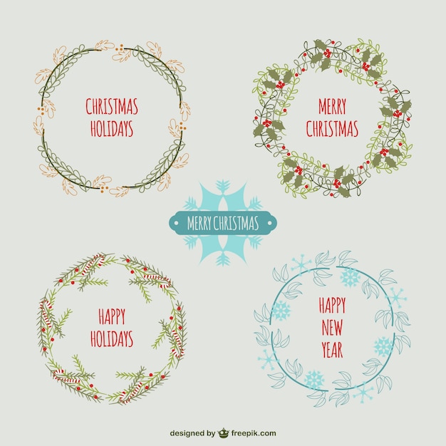 Download Vintage christmas wreaths | Free Vector