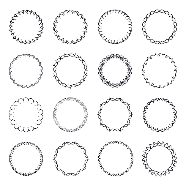 Download Vintage circle frame vector set | Premium Vector