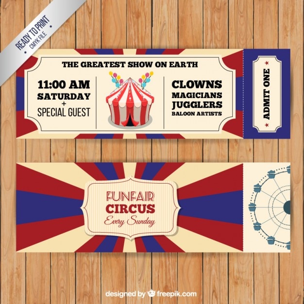 Vintage circus tickets pack Vector | Free Download