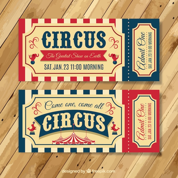 Vintage circus tickets Vector | Free Download