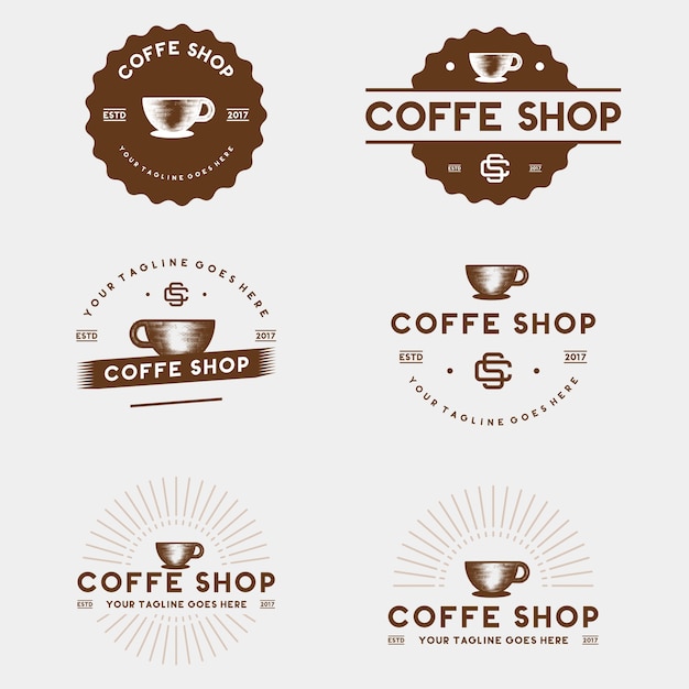 Premium Vector | Vintage coffe logo set