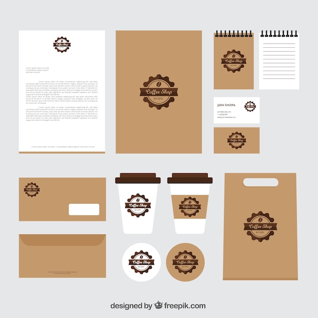 Download Download Vector Coffee Shop Stationery With Yellow Design Vectorpicker PSD Mockup Templates