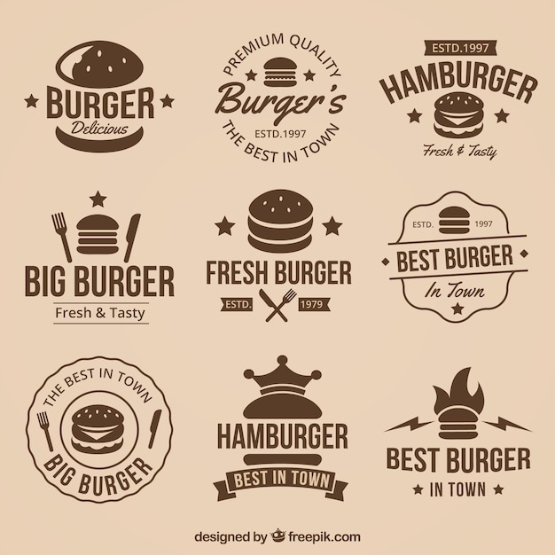 Download Free Vintage Collection Of Great Burger Logos Free Vector Use our free logo maker to create a logo and build your brand. Put your logo on business cards, promotional products, or your website for brand visibility.