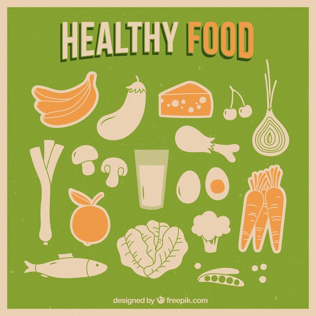 Free Vector | Vintage collection of healthy food