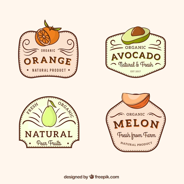 Vintage collection of fruit labels Vector | Free Download