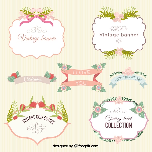 Premium Vector Vintage Cute Floral Labels