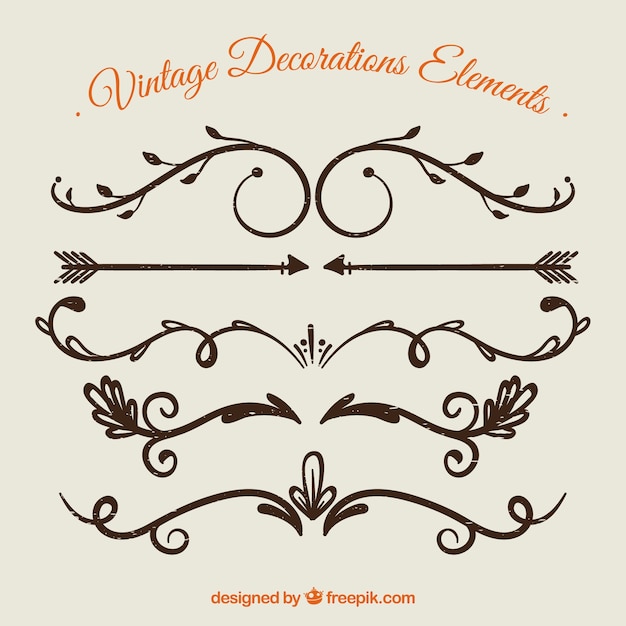 Download Free Vector | Vintage decoration element collection