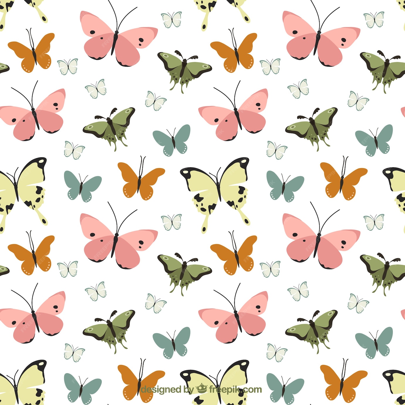Free Vector | Vintage decorative pattern of butterflies