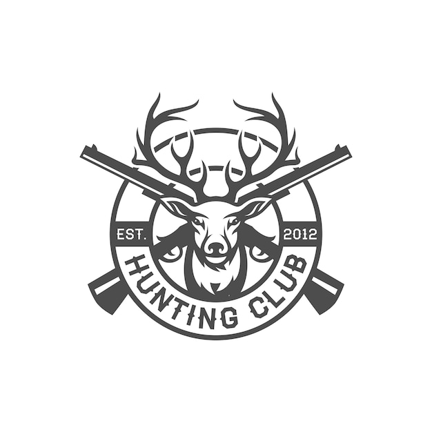 Vintage deer hunter logo design | Premium Vector