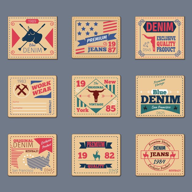 Free Vector | Vintage denim label set