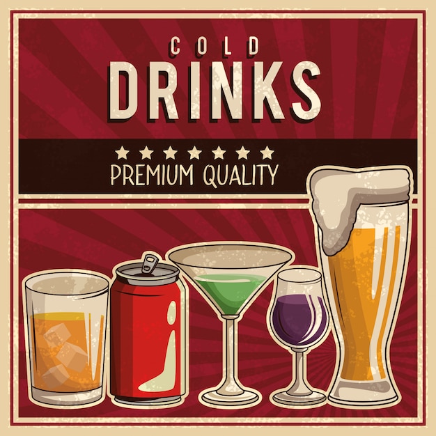 Vintage drinks poster | Premium Vector