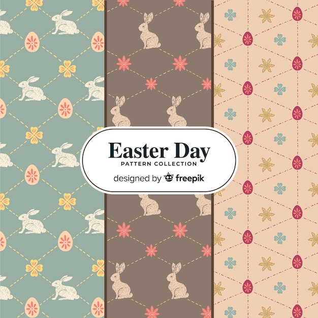 Download Vintage easter pattern collection | Free Vector