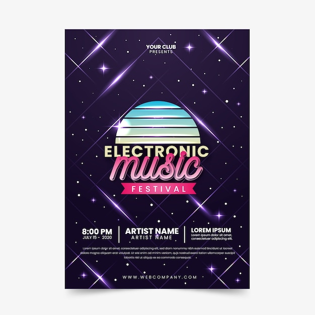 Free Vector | Vintage electronic music poster template