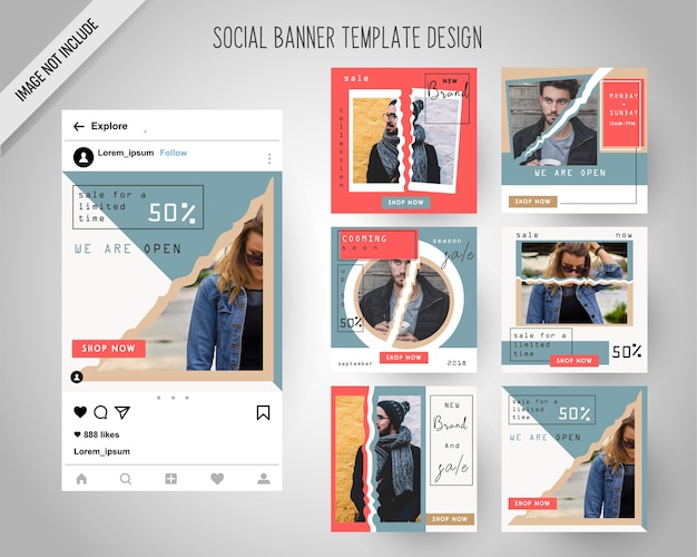 Premium Vector | Vintage fashion social media banners for digital marketing