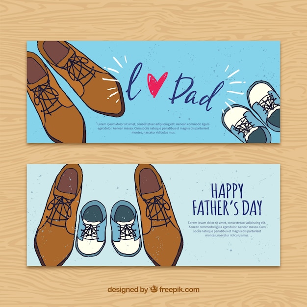 Vintage father\'s day banners with shoes