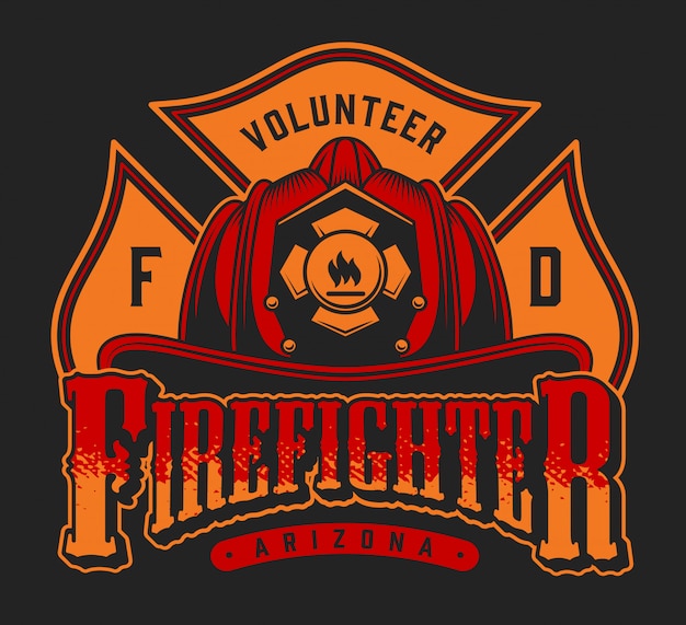 Download Free Download This Free Vector Vintage Firefighting Colorful Emblem With Inscriptions Crossed Axes And Firefighter Helmet On Black Background Illustration Use our free logo maker to create a logo and build your brand. Put your logo on business cards, promotional products, or your website for brand visibility.
