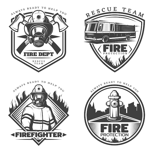 Free Vector | Vintage firefighting logos set