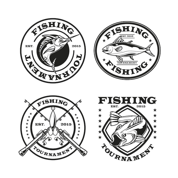 Free Vector | Vintage fishing badge pack