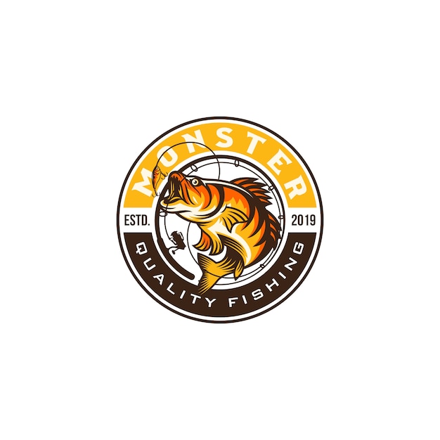Vintage fishing logo image Premium Vector