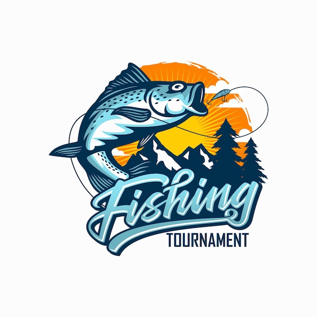 Premium Vector | Vintage fishing tournament on white