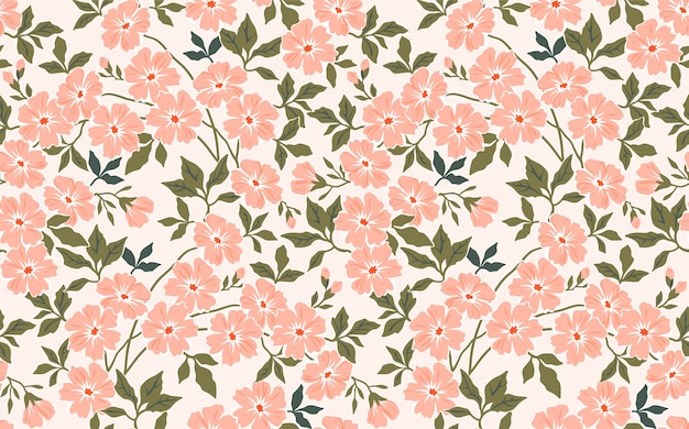 Premium Vector Vintage Floral Background Seamless Pattern With Small Pink Flowers On A White Background