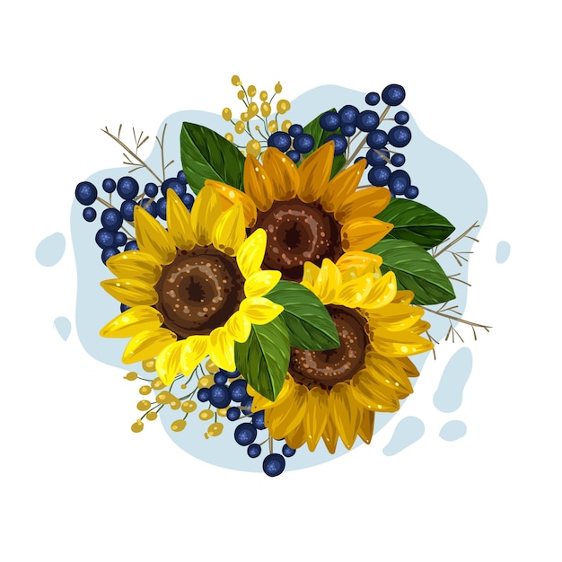 Download Vintage floral bouquet of beautiful sunflowers | Free Vector