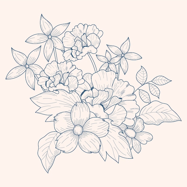 Download Free Vector | Vintage floral bouquet drawing