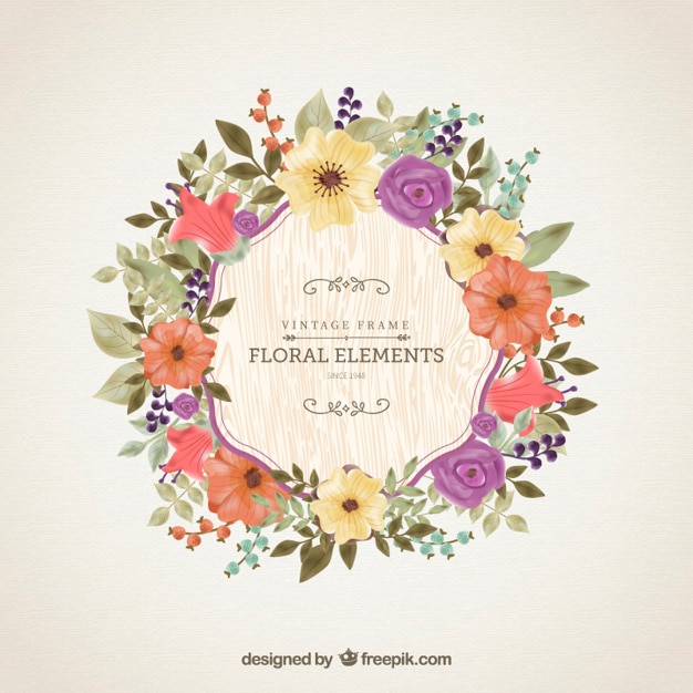 Free Vector | Vintage floral frame in watercolor style